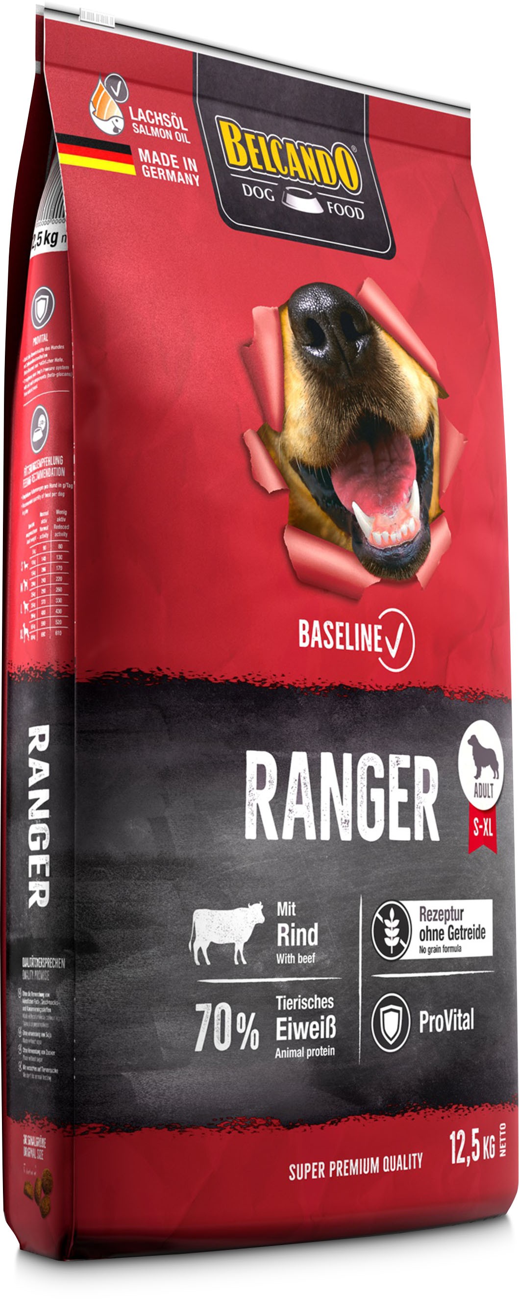 BELCANDO BASELINE RANGER GRAIN FREE για ενήλικους σκύλους μεσαίων και μεγαλόσωμων φυλών, με βοδινό 12,5kg